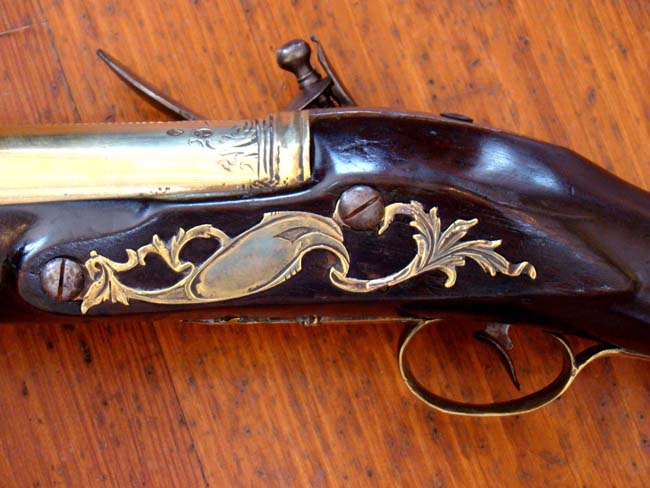 A fine and rare 18th century Irish flintlock coaching blunderbuss with rococco mounts circa 1775 — image 3